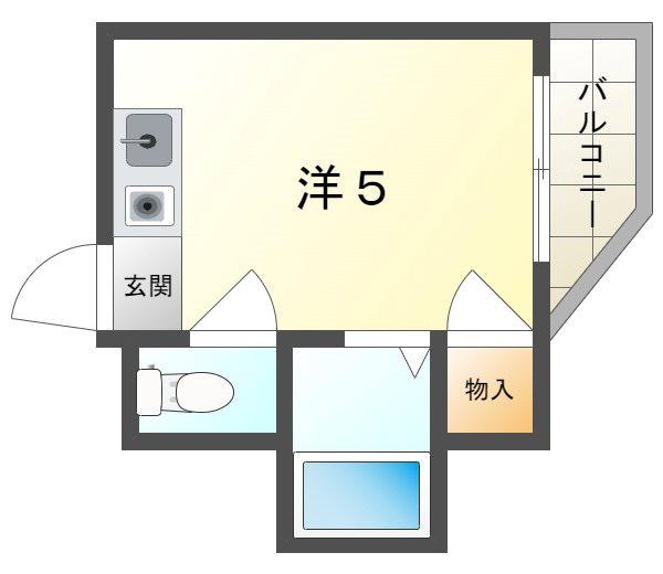 プリンスマンションリバーサイド(ワンルーム/2階)の間取り写真