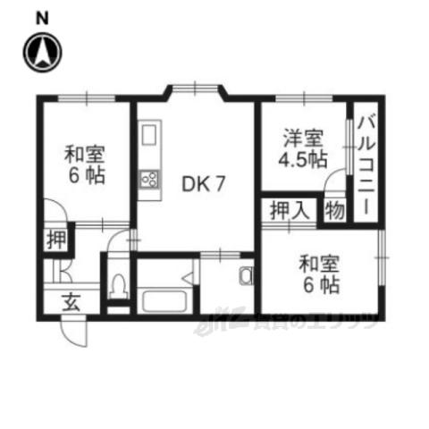 ガーデンテラス金ケ原(3DK/2階)の間取り写真