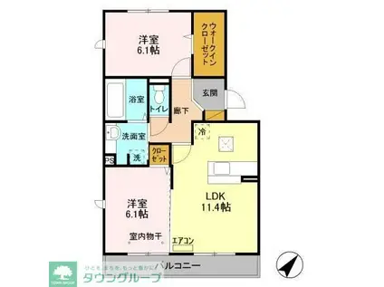 セルリアA棟(2LDK/1階)の間取り写真