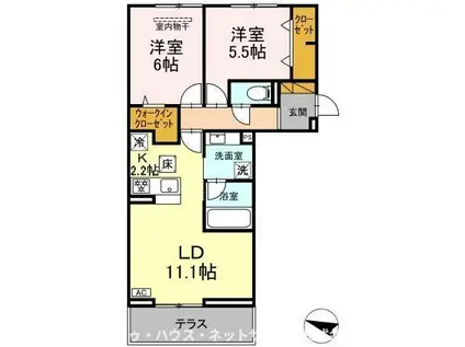 リシェスみのり台 C棟(2LDK/1階)の間取り写真