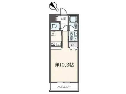 フェルテ高波(1K/3階)の間取り写真