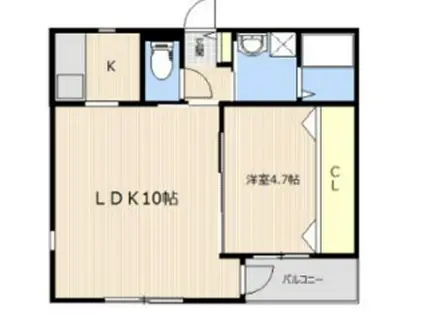 熊本市東区神園1丁目(1LDK/3階)の間取り写真