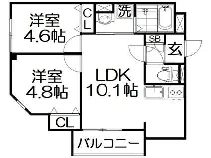 スリール明和I(2LDK/3階)の間取り写真