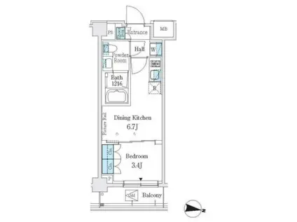ジェイグランコート品川西大井ウエスト(1DK/3階)の間取り写真