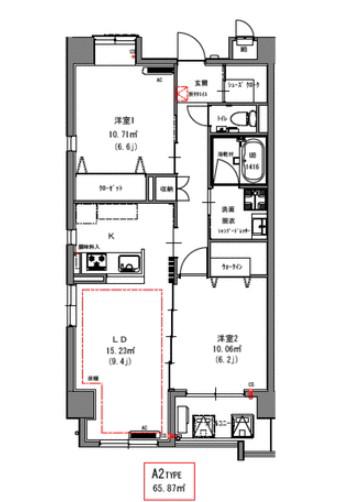 NOBLE LIFE 吹上(2LDK/1階)の間取り写真