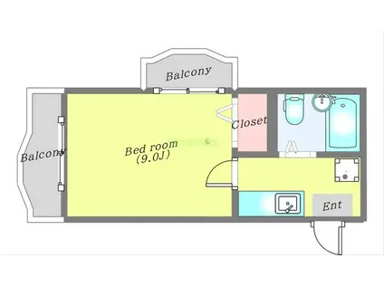 サンシティ荒町(1K/4階)の間取り写真