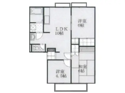 ひかりハイツ A(3LDK/2階)の間取り写真