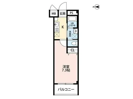 アンプルール フェール CLEFII(1K/3階)の間取り写真