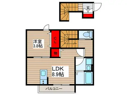 セレッソ一之江(1LDK/2階)の間取り写真