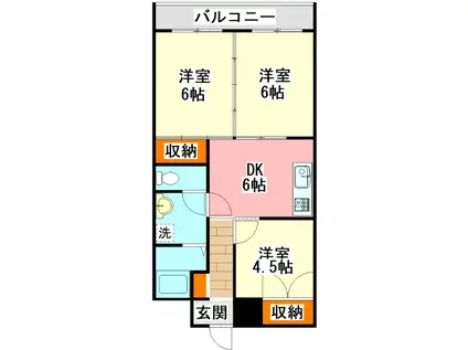 ロゼ赤坂(3DK/6階)の間取り写真