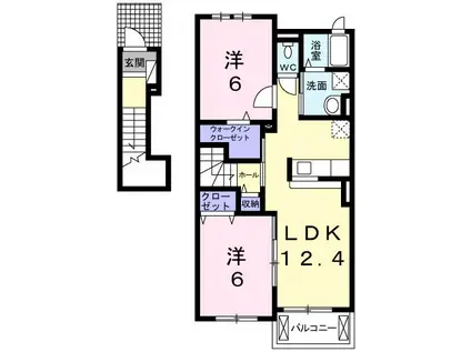 セレーノ・スパッツィオIIA(2LDK/2階)の間取り写真