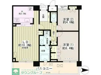 パーク・ハイム中野坂上(2LDK/2階)の間取り写真