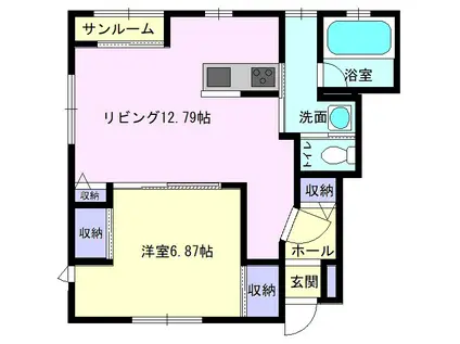 BELLWOOD(1LDK/1階)の間取り写真