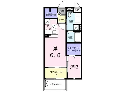 カルムルラーシュ(1LDK/1階)の間取り写真