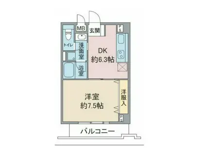 K・SグランディールWATANABE(1DK/2階)の間取り写真