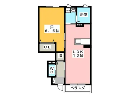 クレールエーリ(1LDK/1階)の間取り写真