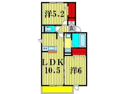 プロシード青葉台B(2LDK/2階)の間取り写真