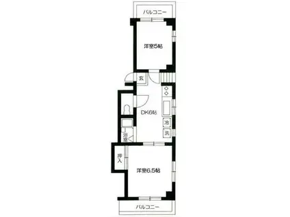 リバティ大泉(2DK/3階)の間取り写真