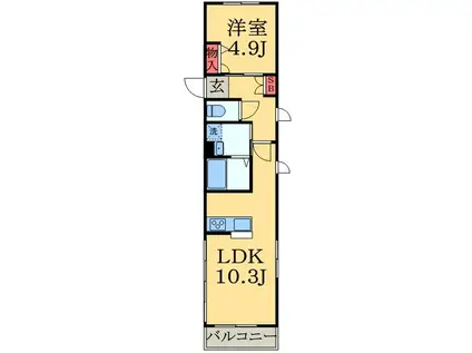 シャトレー宮崎2(1LDK/3階)の間取り写真