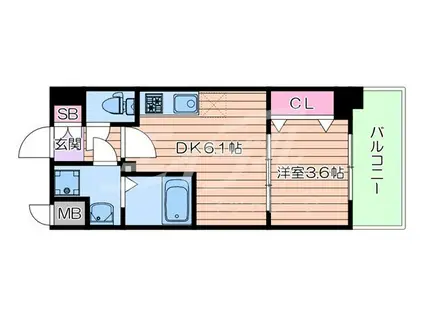 プレサンス天神橋筋六丁目ヴォワール(1DK/2階)の間取り写真