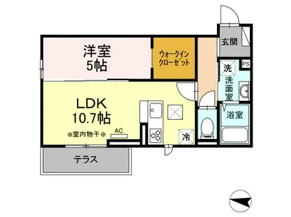 イリーニ(1LDK/3階)の間取り写真