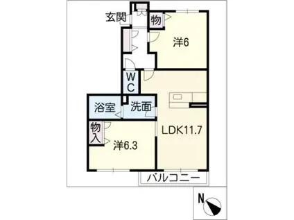 リラアンテ(2LDK/1階)の間取り写真