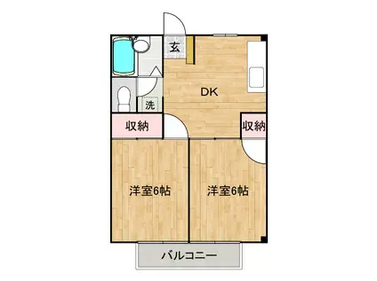 シティハイツ ホワイトリバ-(2DK/2階)の間取り写真