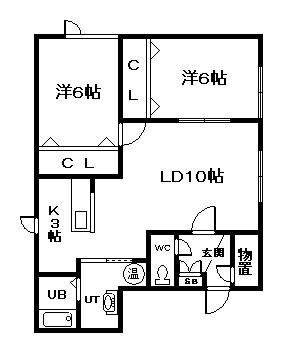 ジョリ1・6(2LDK/2階)の間取り写真