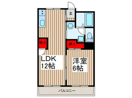 フレンドリーテラス六町(1LDK/1階)の間取り写真