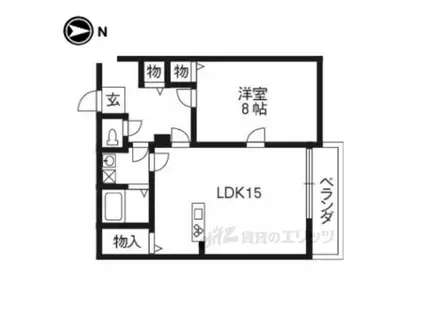 ヴァンタリゼ荒神口(1LDK/3階)の間取り写真
