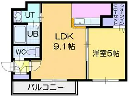 アレイズ元町(1LDK/2階)の間取り写真