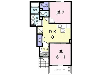 ロータスブリーゼII(2DK/1階)の間取り写真