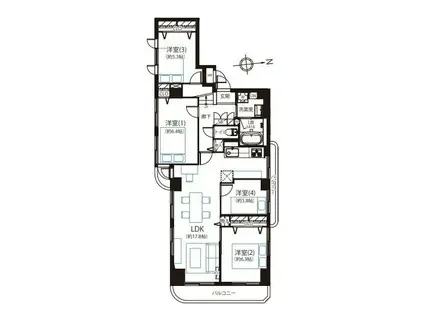 トレス・プラタ桜丘(4LDK/3階)の間取り写真