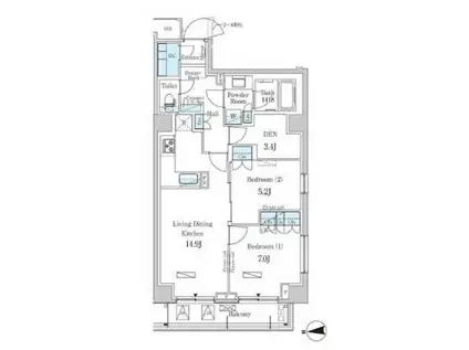 パークアクシス市谷加賀町(2SLDK/3階)の間取り写真