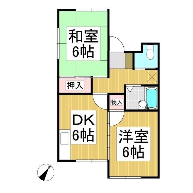 ハイツエトランゼ昭和 A棟(2DK/1階)の間取り写真