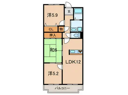 マウンティンツー(3LDK/1階)の間取り写真