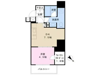 ザ・パークワンズ渋谷本町(1DK/12階)の間取り写真