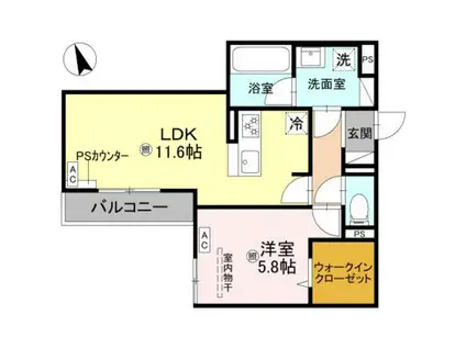 トリシア千躰(1LDK/2階)の間取り写真