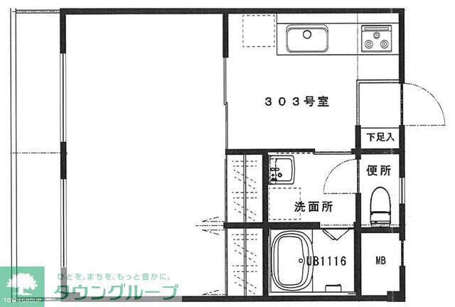 シャルム宮原(1DK/3階)の間取り写真