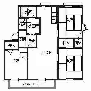 ハイツ高石(3LDK/2階)の間取り写真