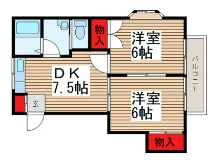 エクセル渡辺(2DK/2階)の間取り写真