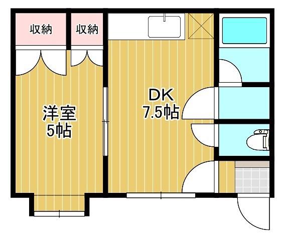 ビューハイツターフII(1DK/2階)の間取り写真