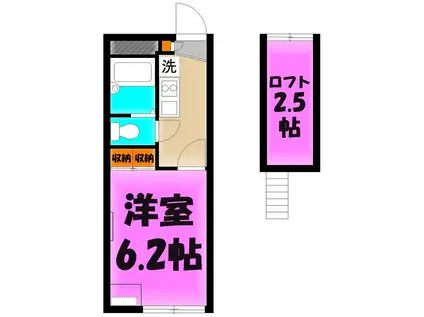 東武伊勢崎線 谷塚駅 徒歩16分 2階建 築23年(1K/2階)の間取り写真