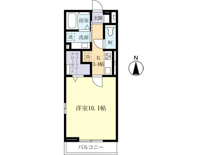 BLOCK OF FLATS(1K/2階)の間取り写真
