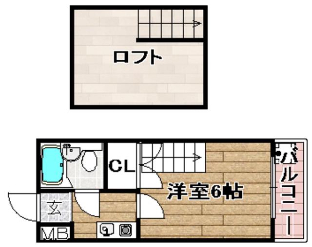 ハイツ江東Ⅰ(1K/2階)の間取り写真