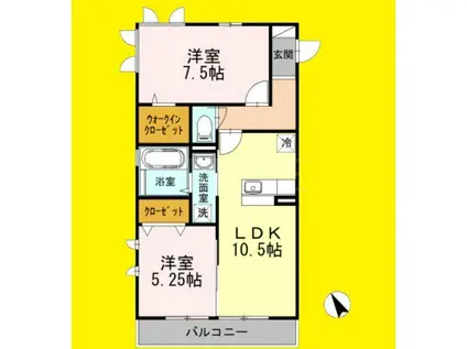 パークサイドレジデンス湘南(2LDK/1階)の間取り写真