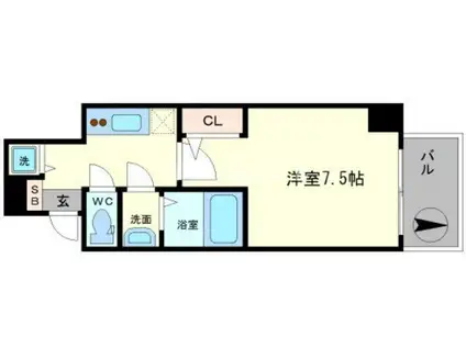 S-RESIDENCE難波BRILLER(1K/5階)の間取り写真