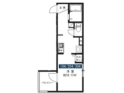 MELDIA梅ヶ丘(1K/3階)の間取り写真