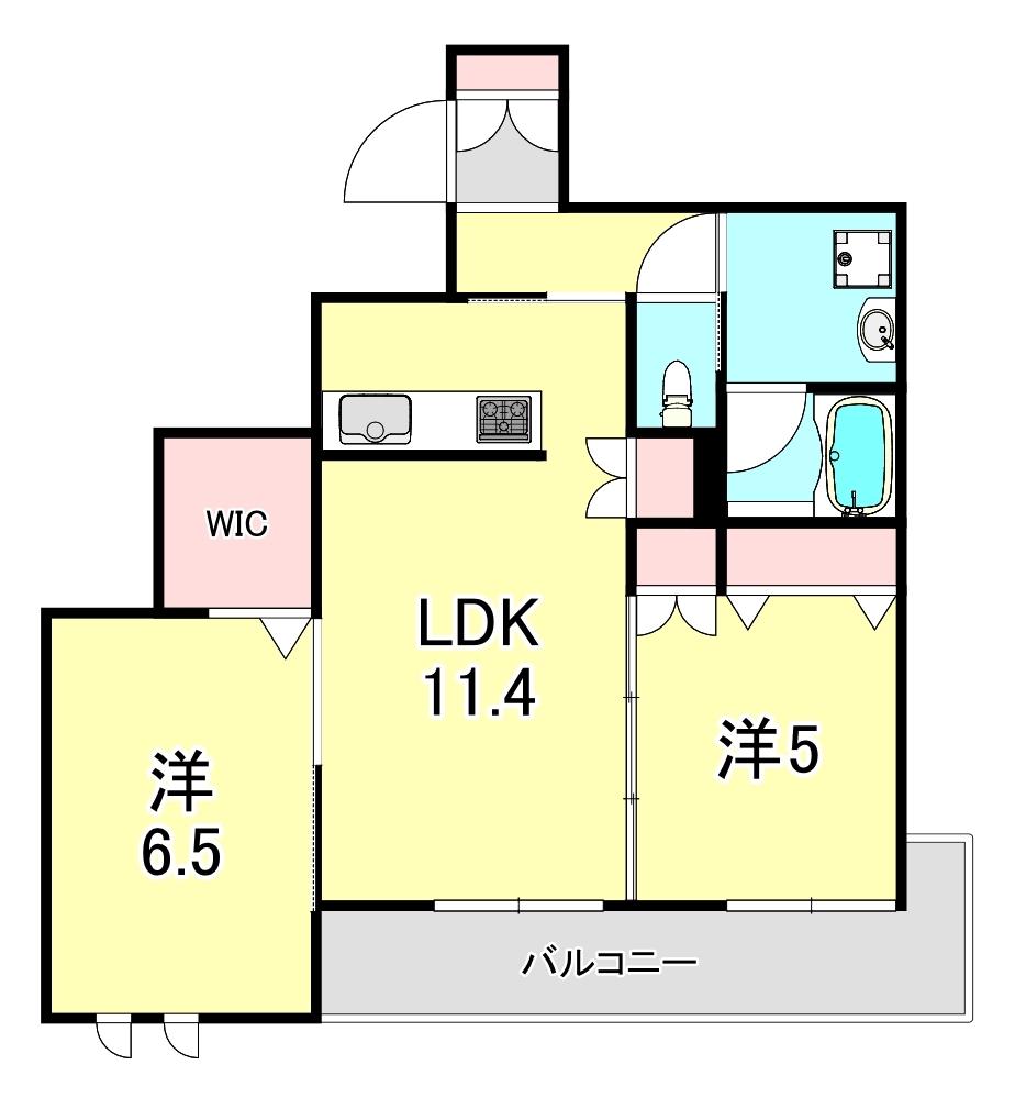 HEBEL MAISON 六甲篠原中町(2LDK/2階)の間取り写真