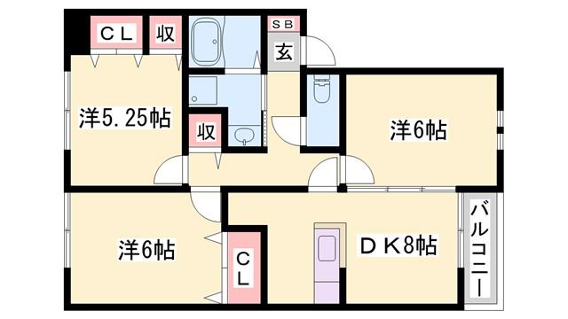 アーバンコートIII(3DK/2階)の間取り写真